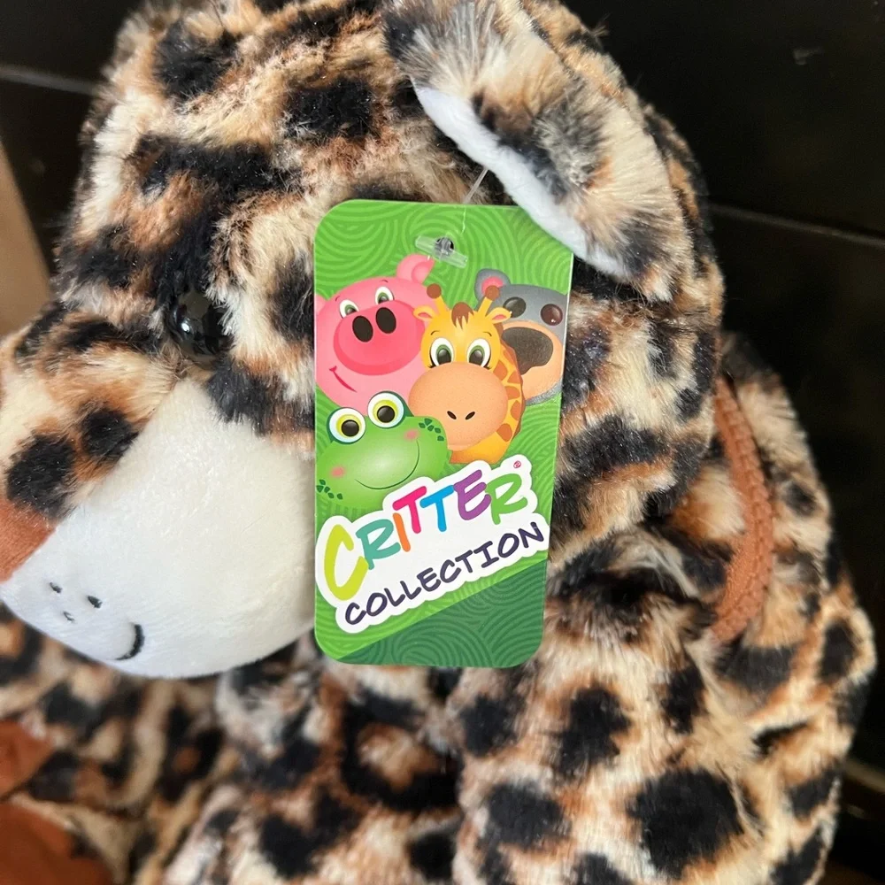 🐆 Plush Leopard Critter Backpack – Gently Used